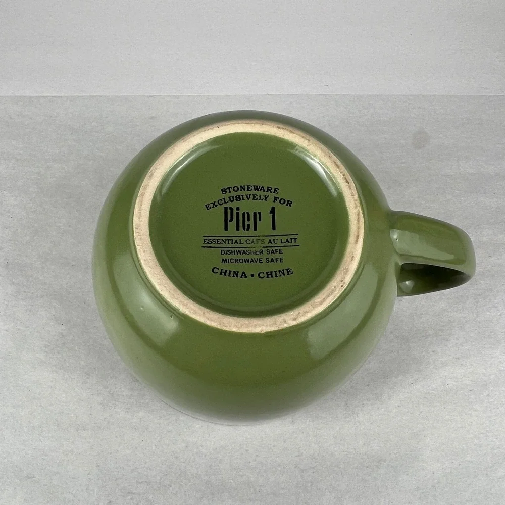 Pier 1 Essential Cafe Au Lait Green Stoneware Mug Dishwasher Microwave‎ Safe